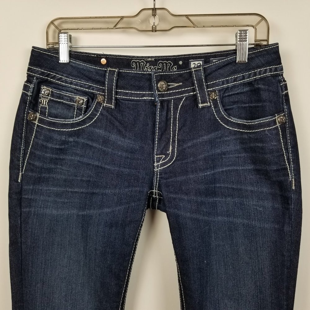 Miss Me Straight Leg Dark Wash Jeans 29x32 - Picture 2 of 6